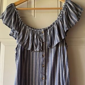 💥3/$12 AEO striped ruffle top mini dress